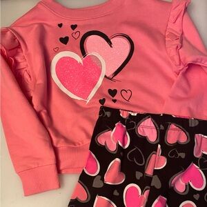 Heart Print Pink and Black Kids 2pc set